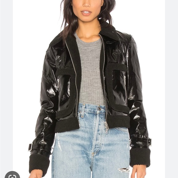Rebecca Minkoff Corinna Jacket With Faux Trim in Black - Picture 1 of 13